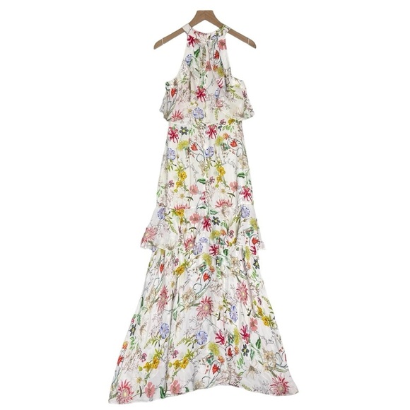 Parker Dress Womens 4 Floral Maxi Fillipa Silk Ruffle Wedding Guest Event Gown - Picture 6 of 11